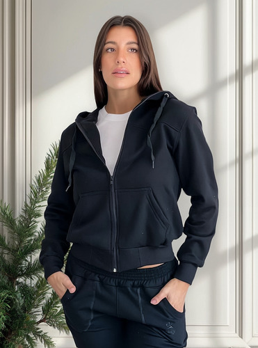 Campera Isu Con Capucha Algodón Frizado Mujer