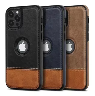 Funda Para iPhone Tipo Piel Bicolor Leather Case Protector