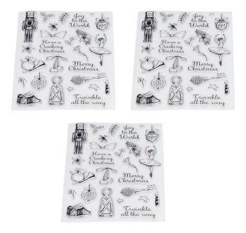 Sellos Navideños, 3 Unidades, Con Estampado Temático Transpa