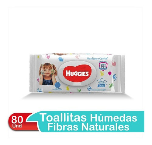 Imagen 1 de 3 de Toallitas Húmedas Huggies Fibras Naturales Manitos Y Caritas
