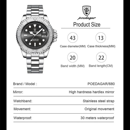 Reloj Poedagar Classic Luminous Calendar Para Hombre