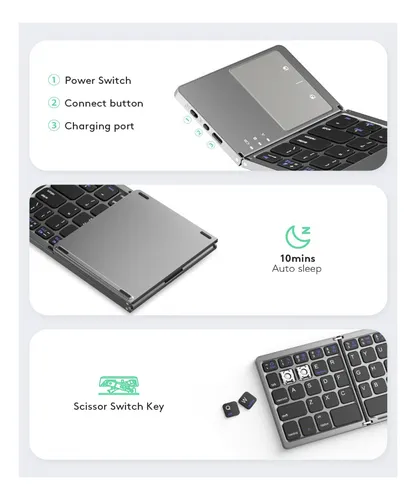 Mini Teclado Bluetooth Plegable Ultrafino Con Panel Táctil G