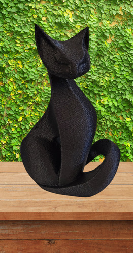Estatua Decorativa Gato Nórdico Minimalista 18cm Negro