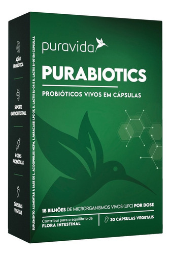 Purabiotics Puravida, 4 Cepas, 18 Bilhões Ufc 30 Cáps Sabor 30 Cápsulas