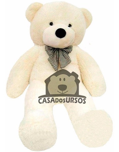 Urso Grande Creme Pelúcia Branco 1,40 Mts + Com Enchimento