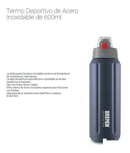 Termo Acero Inoxidable Bremen® 600ml Deportivo 7296 Azul