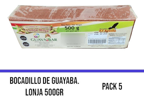 Bocadillo De Guayaba Lonja 500gr X 5 Und