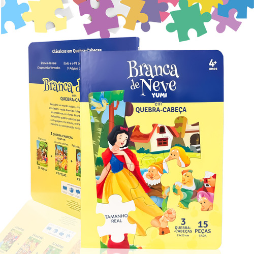 Livro : Branca De Neve E Os 7 Anões | Leitura Ilustrada Para Crianças Clássicos Com Quebra-cabeças - Capa E Folhas Duras