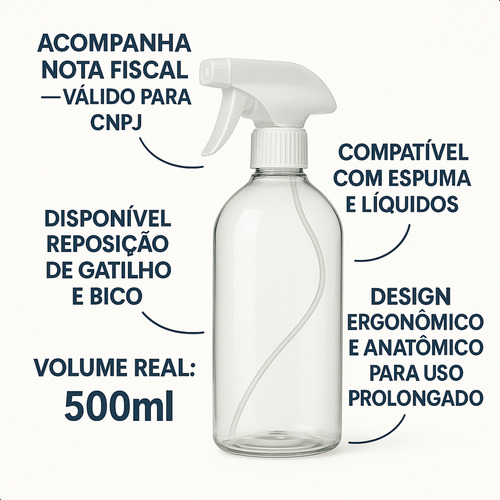 Kit 3 Frasco Borrifador Spray Pulverizador Com Válvula 500ml
