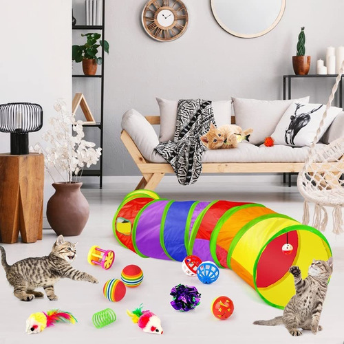 32 Pcs Cat Toys Kitten Toys, Variety Catnip Toys With Rainbo