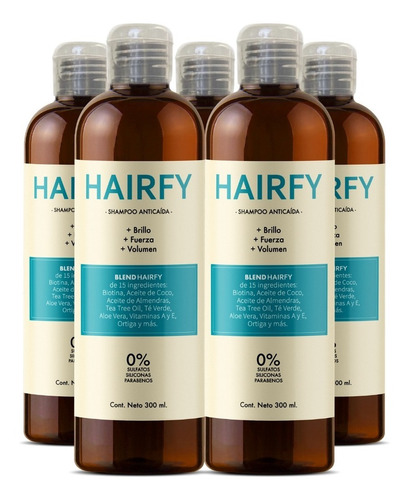 Shampoo Anticaída Hairfy - Biotina + 14 Activos - 300ml - X5