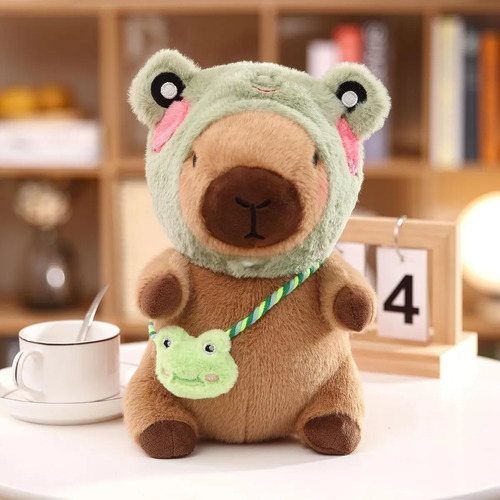 Peluche Capibara Con 8 Piezas De Ropa Y Accesorios,25 Cm Chocolate