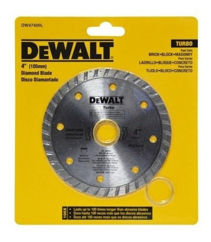 Disco Diamantado Turbo 4 Pulgadas Dewalt Cod: 2530215