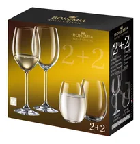 Comprar Set 2 Copones Y 2 Copas Sin Tallo Para Vino Cristal Bohemia
