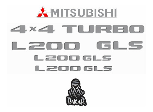 Kit Adesivo Mitsubishi Resinado L200 Gls 4x4 Turbo Pj016 Fgc