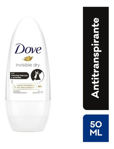 Desodorante Dove Roll On Invisible Dry 50ml Anti Manchas 48h