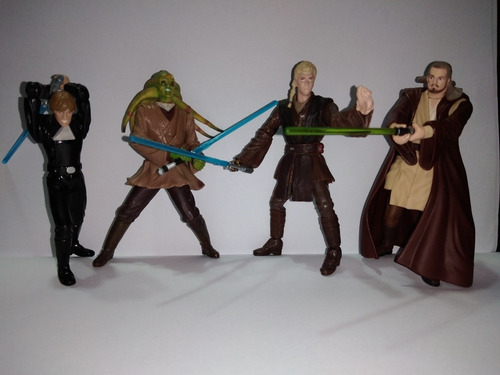 Star Wars 3.75 Maestros Jedi Con Accesorios Guerra Galaxias