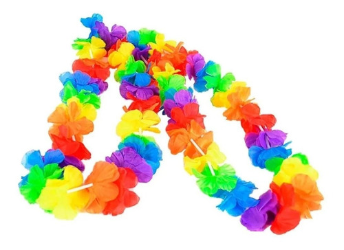 24 Collares Hawaianos Fluorecentes Neón Para Fiesta