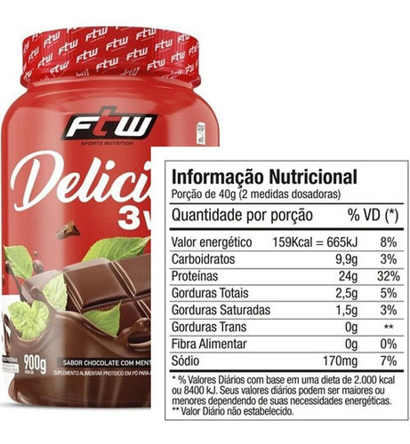 Whey Protein Delicious 3w - 900g - Ftw