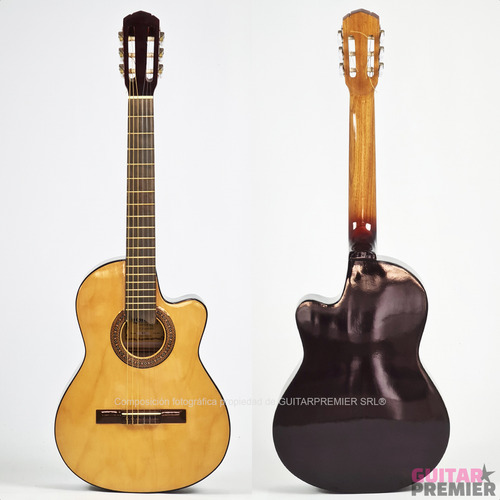 Guitarra Electrocriolla Con Corte Negro Tensor Manual Pua Gp