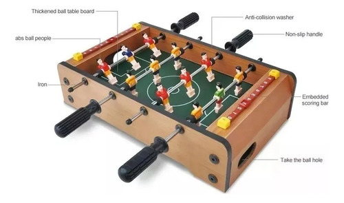 Juego Mesa Futbol Mini Madera Ecológico Portátil