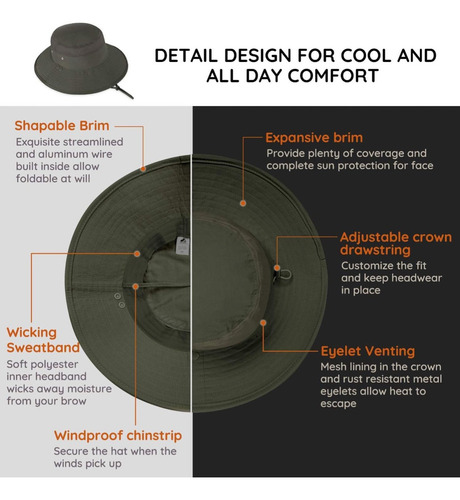 Sombrero Para El Sol Protector Gorro Pescador Anti-uv Upf50+