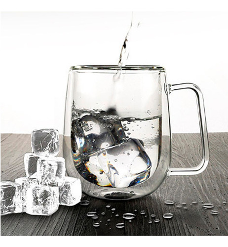 Imagen 8 de 10 de Set 2 Tazas De Vidrio Doble Pared Café Mug 300 Ml Grande