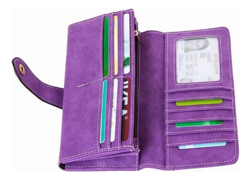 Monedero Mujer Gamuza Morado Retro Lady Cartera