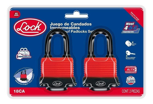 Juego De 2 Candados Impermeables 40mm Largos Lock 18ca