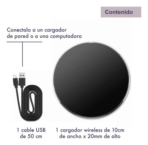 Cargador Genérica 10W Wireless micro-usb inalámbrico con cable carga rápida negro