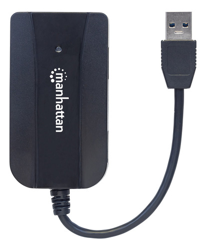 Hub Usb 3.0 Con Lector De Tarjetas Sd Y Microsd Manhattan Color Negro