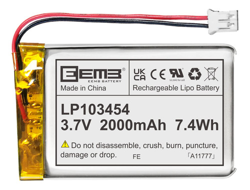 Eemb Bateria De Polimero De Litio 3.7v 2000mah 103454 Lipo B