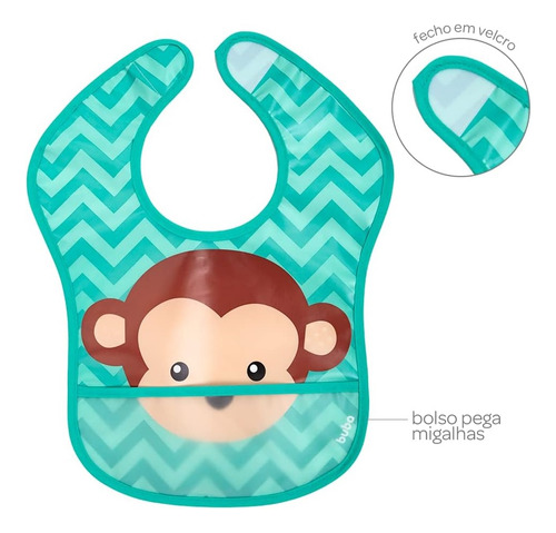 Babador Buba Com Bolso Pega Migalhas Impermeável Macaco