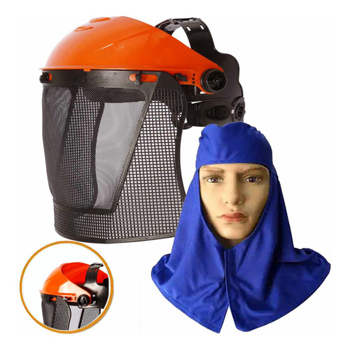Kit Segurança Proteção Roçador Epi Tela Facial E Touca Arabe