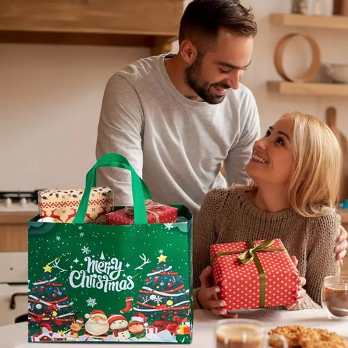Bolsa De Navidad No Tejida De 6 Piezas W Tote, Bolsa De Comp