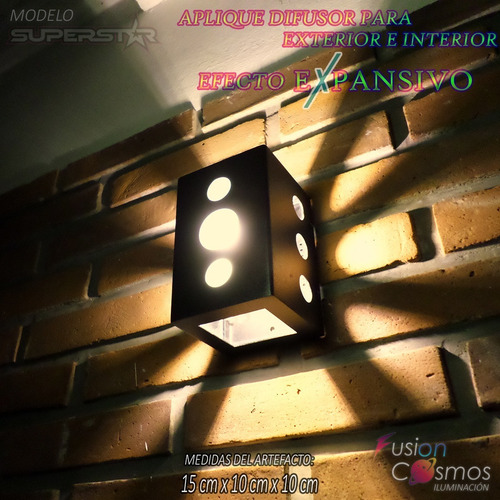 Imagen 3 de 10 de Lampara Pared Exterior Hierro Efecto Rayo X Led Potente 12w