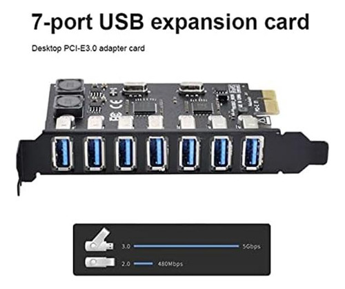 Expansión Cablecc Pci-e A Usb 3.0 Hub Pci Express De 7 Puert