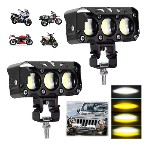 2pzs Faros Auxiliares 3 Modos Doble Color Led Para Auto Moto