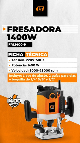 Fresadora Router Tupi 1400w + Boquillas M-6-8-12 + Guia Prof