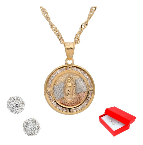 Medalla Virgen De Gpe Chica Y Cadena Oro Laminado + Regalo
