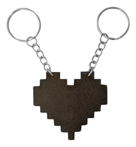 2 Llaveros Estilo Corazón Minecraft Parejas Novios Amigos