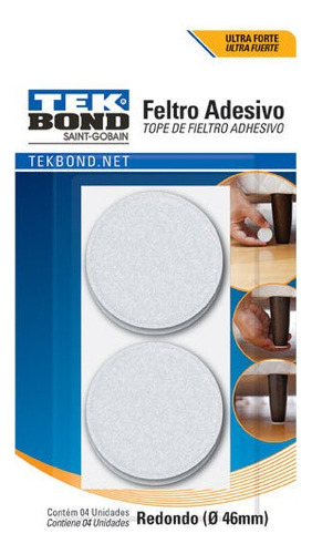 Feltro Branco Sofá Cadeira Mesa Tekbond 46mm C/4 Unidades