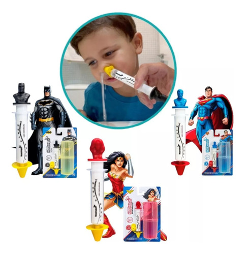 Seringa Lavagem Nasal Infantil Heróis +copo Medidor Nosewash
