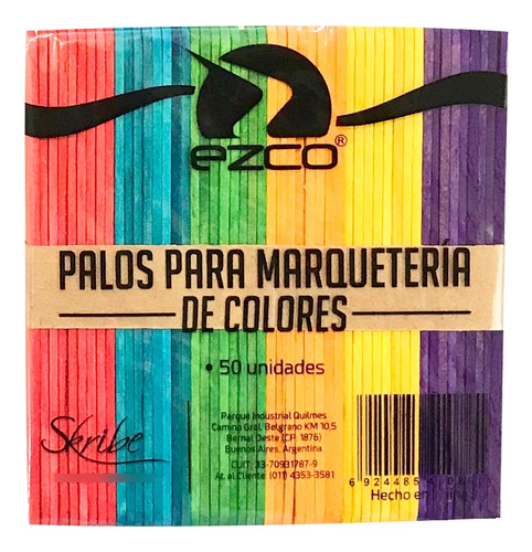 50 Palitos De Helado Ezco  Madera De Colores