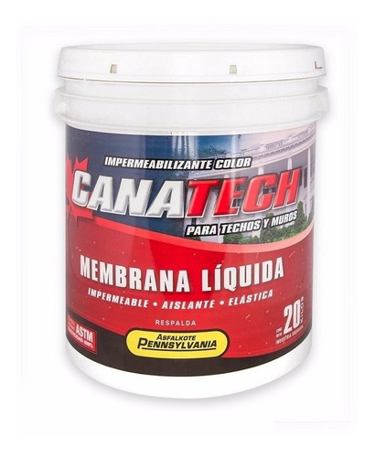 Imagen 1 de 3 de Pintura Membrana Liquida Impermeabilizante Canatech 20kg