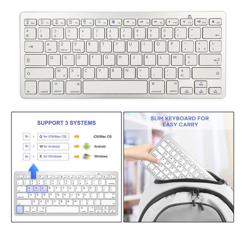 78 Teclas Teclado Bluetooth Alemán Inalámbrico Ultra