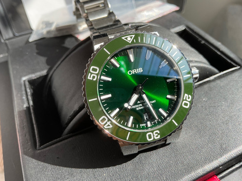 Reloj Oris Aquis Hulk 39mm 0174877104164 Plateado Plateado Verde (Usado)