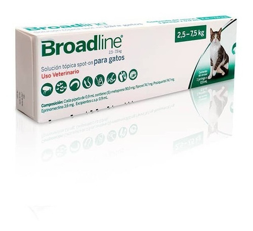 Broadline Pipeta Gatos 2,5 a 7,5 Kg | Antiparasitario interno y externo