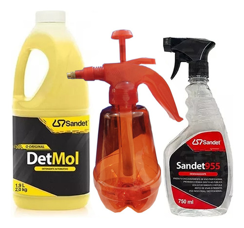 Shampoo Detmol 1,9l + Sandet 955 750ml + Pulverizador 1l *