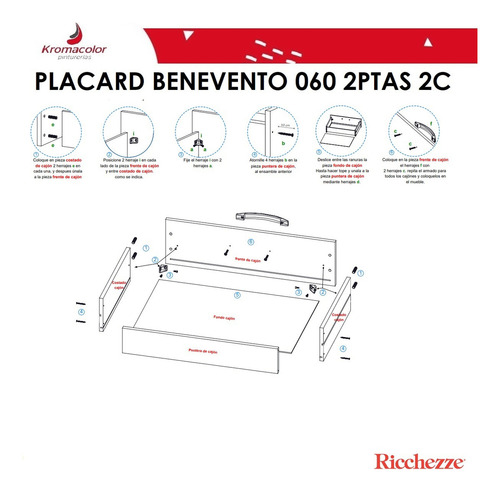 Ropero De 2 Puertas Y 2 Cajones Benevento Ricchezze